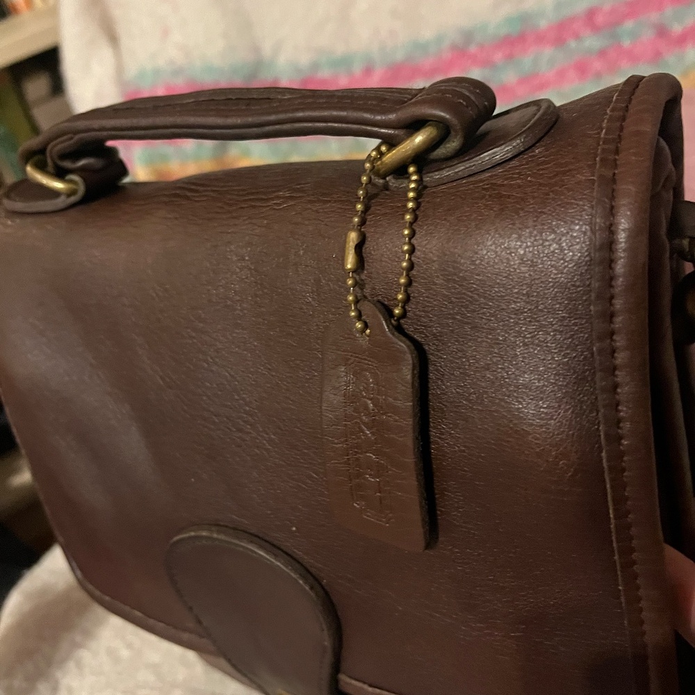 Coach 5130 Brown Leather Shoulder Bag with Hang Tag - Picture 7 of 10